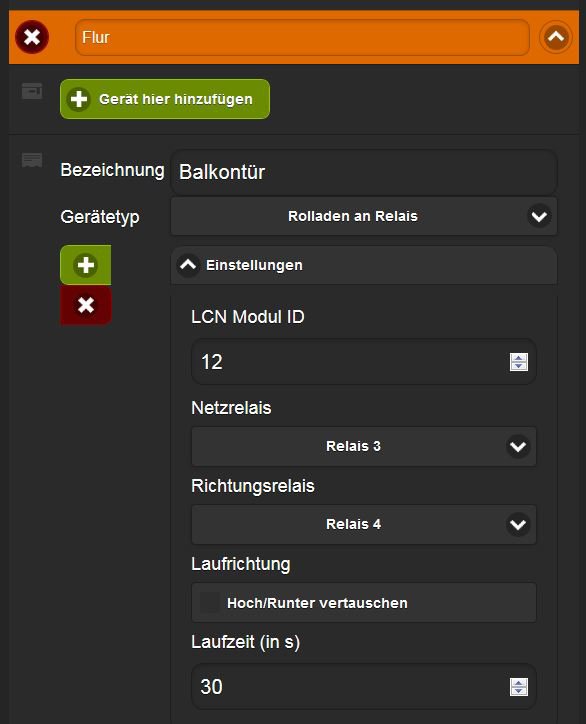 Hinzufügen von Rollläden